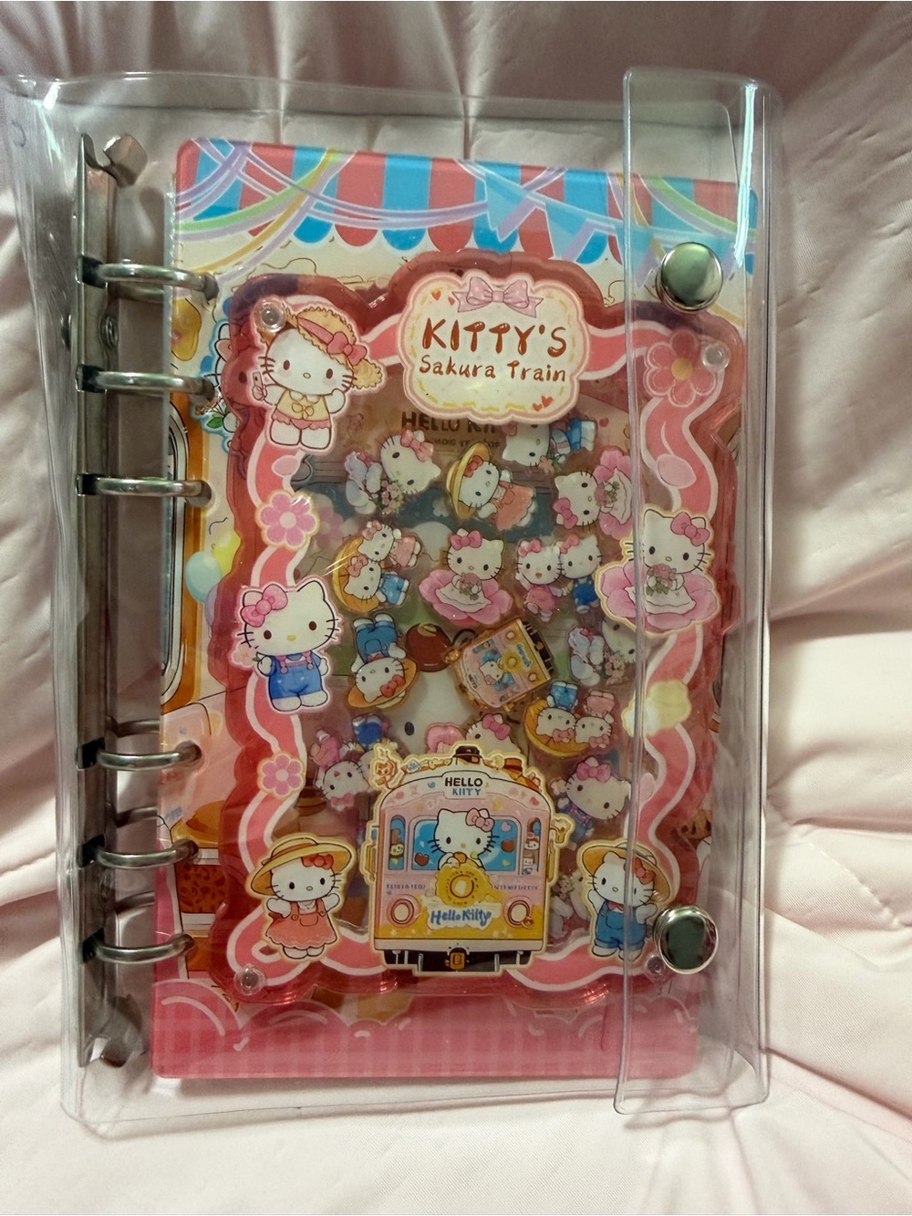 Hello Kitty Sakura Train Acrylic Shaker Notebook - Pink